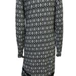 Anne Klein  Black White Rayon Spandex Lightweight Long Sleeve V Neck Dress Large Photo 5
