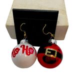 Handmade NWT Christmas Ornament Dangling Drop Earrings Ho Ho Ho Santa Statement X… Photo 0