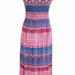 Pink Rose Small Casual Summer Maxi Pink Blue FLoral Smocked Dress Photo 0