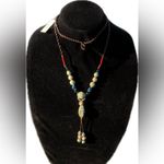 Tahari Elegant Beaded long y-drop Necklace with Blue and Brown Accents 36” Photo 4