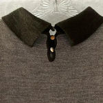 J. McLaughlin  Merino Wool Three Quarter Sleeve Sweater Brown Tan Large Photo 3