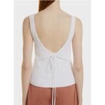 Vince ‎ Women's M Tie Back Ribbed Tank in Optic White Cotton Blend Stretch Photo 1