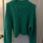 Beginning Boutique Kelly Green Cable Knit Ctopped Sweater  Photo 1