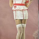 Spirit Naughty Nurse Sexy Nurse Costume Cosplay White Red Mini Dress Medium New Photo 0
