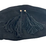 Mossimo suede boho fringe tassel Top zipper clutch Black Photo 0
