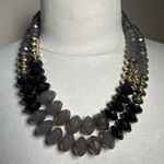 Talbots  Black Gold Grey Acrylic Plastic 2 Strand Adjustable Necklace Photo 0