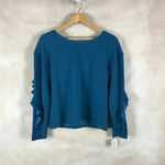 Bar III Teal Ruffled Long Sleeve Top NWT Large Photo 4