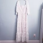 Baltic Born Paloma White Smocked Feather Maxi Dress Photo 6