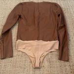 Commando  Faux Leather Longsleeve Crew Bodysuit Brown Tan Small Photo 4