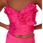 ZARA  Pink Satin Ruffle Cropped Sleeveless Ruffle Tank Top size XS NEW Tags Photo 0