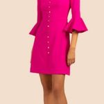 Trina Turk ππ Mirana Dress Solid Diamond Texture Brilliant Fuchsia Pink 12 NWT Photo 0