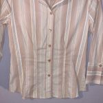 New York & Company beige gold striped XS button Down shirt Photo 2