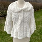 Pyramid Collection White Faux Fur jacket bell sleeve S Photo 2