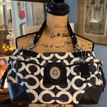 Coach Peyton Signature Canvas Carryall Shoulder Bag in Dark Denim and White Photo 0