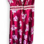 Vintage 90s California Dynasty Pink Floral Satin Slip Dress Womens M Ribbon Size M Photo 0