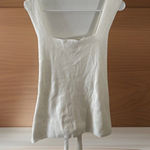Loft NWT  Tie Back Cotton Knit Square Neck‎ Tank Top White Medium Photo 0