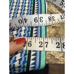 Sunny Leigh Women's  Tunic Top S Blue Green Geometric 3/4 Sleeve Photo 4