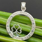 925 LA Sterling Silver Openwork Four Leaf Clover God Inspirational Pendant 5g Photo 0