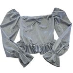 Zemeta Top Womens Small Blue Float Satin Ruffle Hem Crop Blouse Dolls Kill Blue Photo 0