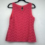 Jennifer Lopez Women's Coral/Pink Tank Top Sz Large Crochet/Eyelet Floral Design Photo 6