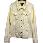 Bandolino Pale Yellow Stretch Button Front Jeans Jacket Women’s Size Large Photo 0