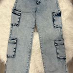 Bamboo  Light Blue Straight Leg Cargo Jeans Size 9 Photo 0
