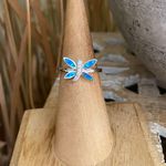 Blue Opal & Cz Sterling Silver Ring 5,6 Green Photo 2