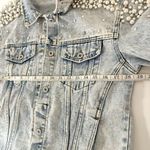 Pearls Beaded Denim Jacket Blue Photo 7