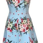 Jessica Simpson Floral Blue Pinup Style Dress Sz 4 Photo 3