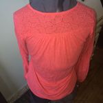 Lucky Brand  coral embroidered peasant blouse Photo 3