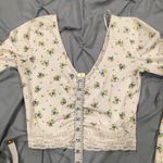 Urban Outfitters Gathered Front Floral Lace Crop Top Photo 5