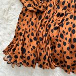 RHODE Dress Caroline Satin High-Neck Long Sleeve Ruffle Leopard Cheetah Print L Photo 8