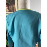 Bob Mackie Women 14 Blue Collarless Open Jacket Padded Shoulder Long Sleeve Photo 5