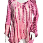 Studio West  Pink and White tie-dyed Floral Tunic Photo 0