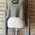 Free People  Movement Surfside Cyclebar Gray Cropped Sweatshirt with Black Logo Photo 0