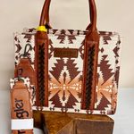 Wrangler Southwestern Print Small Canvas Tote/Crossbody – Light Coffee Photo 0