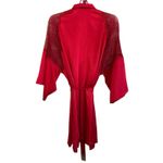 Victoria's Secret Victoria’s Secret Red Satin Lace Shoulder Short Robe Size Med/large Photo 5