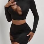 cutout two piece crop skirt set Black Size 2 Photo 3
