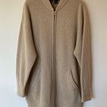 Nordstrom Classiques for  Knit Zip-up Cardigan Tan Size M Lambswool and Cashmere Photo 0