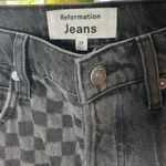 Reformation  Cynthia Shadow Checked High Rise Straight Long Jeans 25 Photo 3