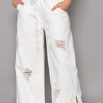 POL  Distressed Drawstring Slit Wide leg‎ Pants Photo 0