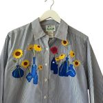 The Quacker Factory Women’s Embroidered Floral Striped Office M #2332 Blue Size M Photo 2