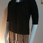 None Black Sparkly Scarf with Tassels Photo 0