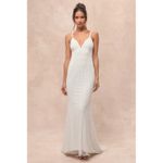 Lulus Stunning Vow White Beaded Sequin Maxi Dress Size L Size L Photo 4