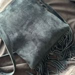 Black Suede Fringe Crossbody Bag Purse Photo 4