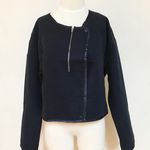 Wool Slouch Zipper Cropped Navy Jacket Blue Size L Photo 0