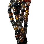 Premier Designs Vintage Necklace Multi Strand Seed Bead Gold Tone Black Estate Photo 2