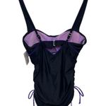 Athleta NWT Women Black & Purple Sara Swim Dress Ruched Overlay Size 34 B/C Tall Photo 7