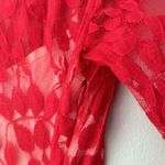 Free People Floral Lace Mesh Dress in Hot Red Attached Adjustable Slip Scalloped Photo 10