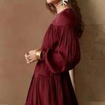 Banana Republic | Satin Tiered Holiday Party Dress Mulled Cranberry Red Size XS Photo 0